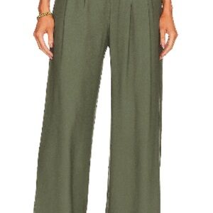 Nonchalant Fabi Olive Green Wide-Leg Pants